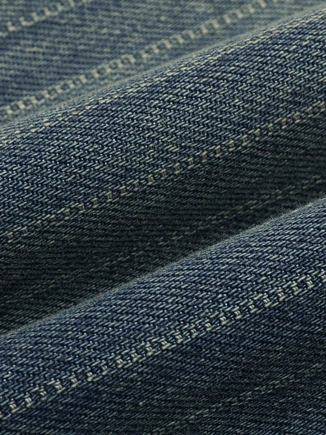 Pinstriped Wide-leg Denim Drawstring Pants