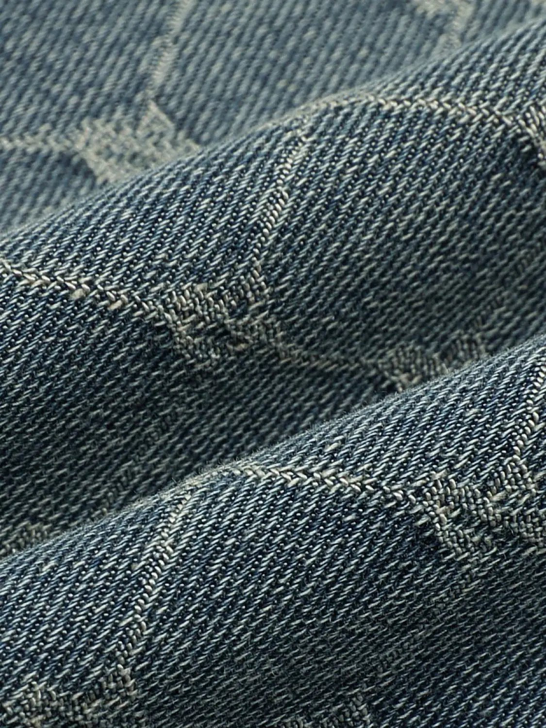 Drawstring Diamond Print Mid-rise Wide-leg Jeans