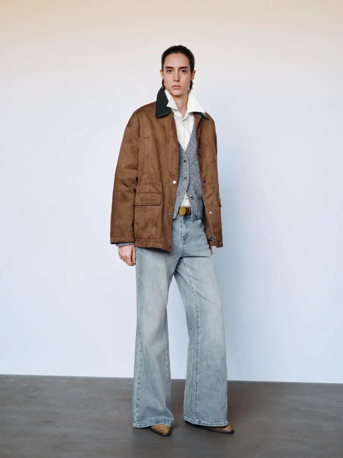 Belted Mid-rise Cotton Medium Stretch Jeans