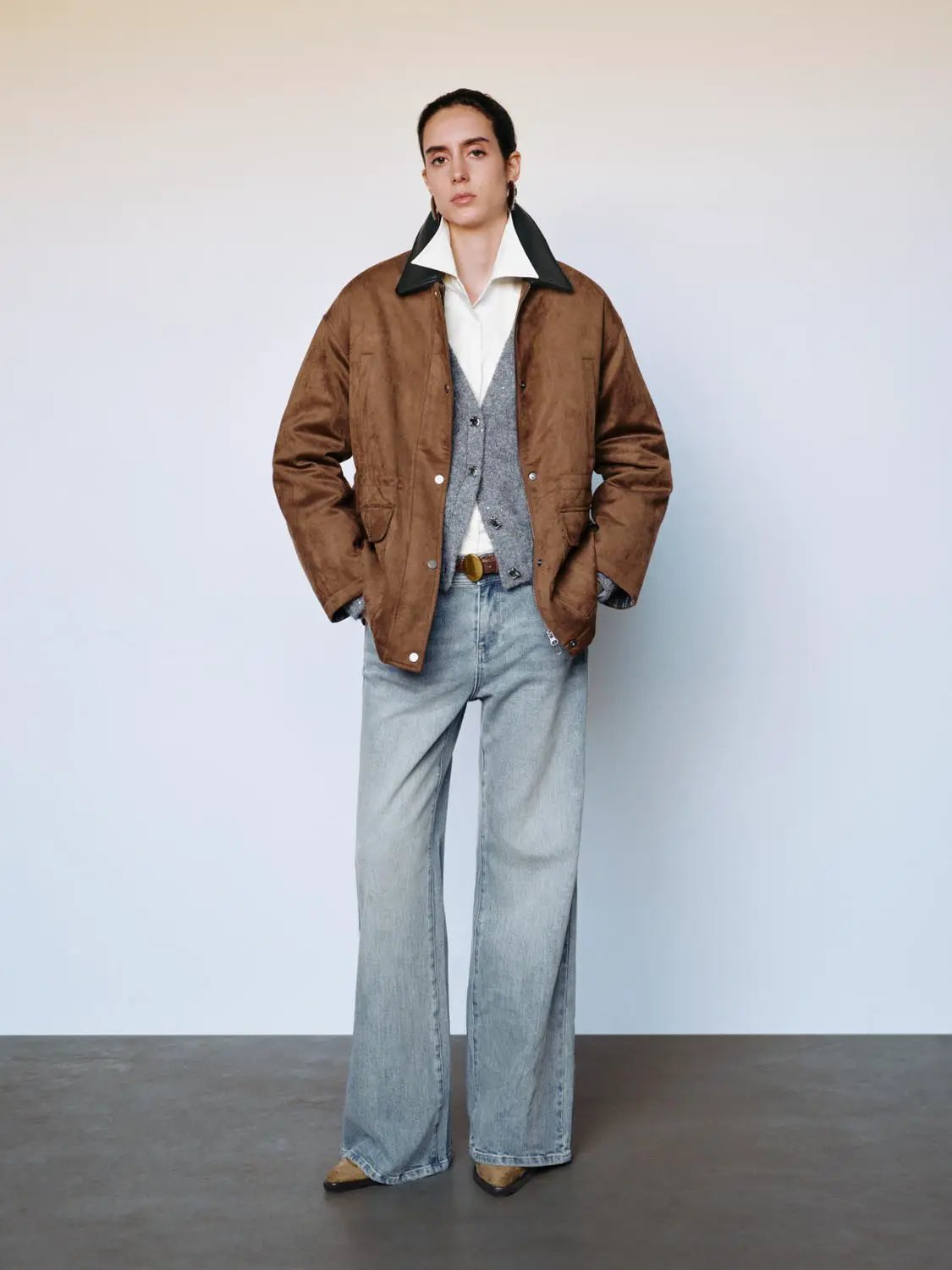 Belted Mid-rise Cotton Medium Stretch Jeans
