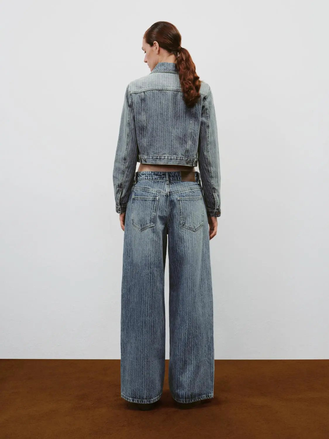 Washed Cropped Cotton Zipper Front Long Sleeve Jacket