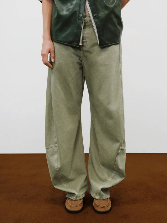 High-waisted Panelled Cotton Wide-leg Pants