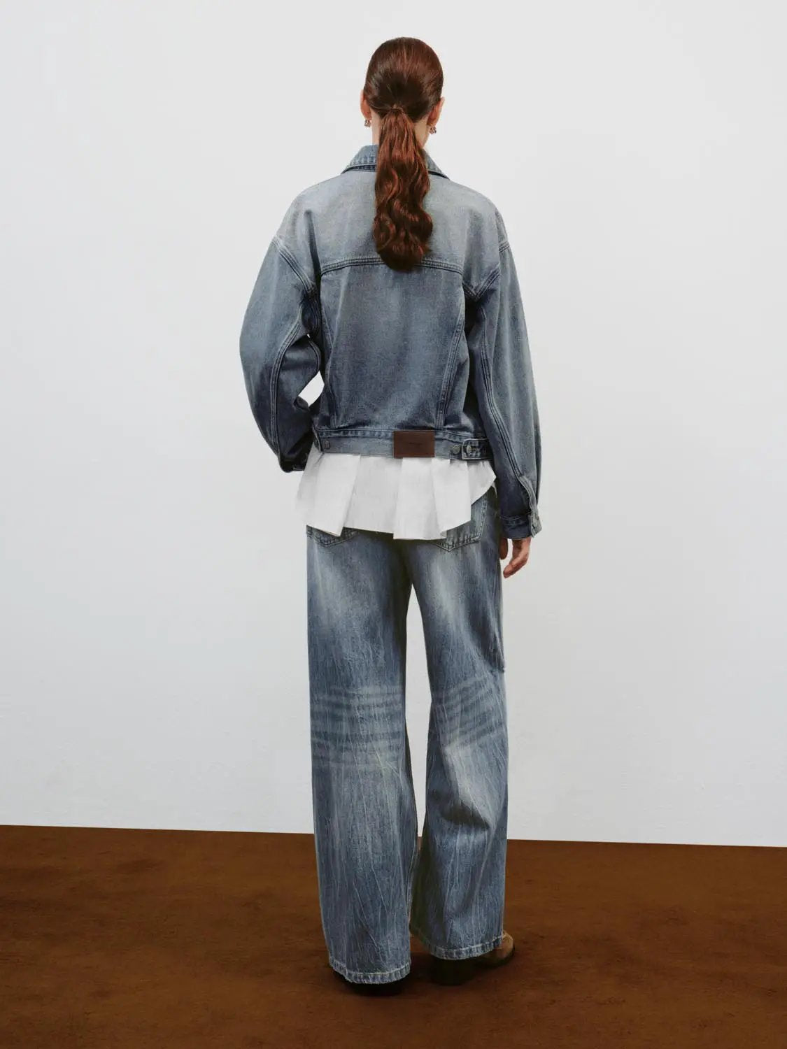 Distressed Faded Wide-leg Mid-rise Cotton Jeans
