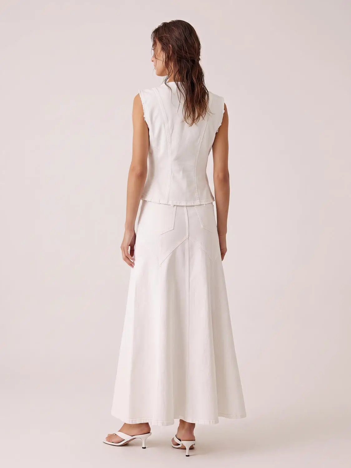 Corset Button Front Sleeveless Cotton Blend Jacket