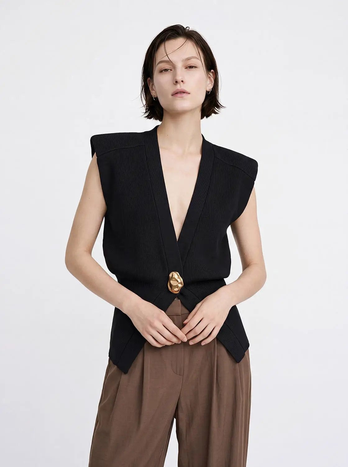 Sleeveless Knitted V-Neck Cardigans