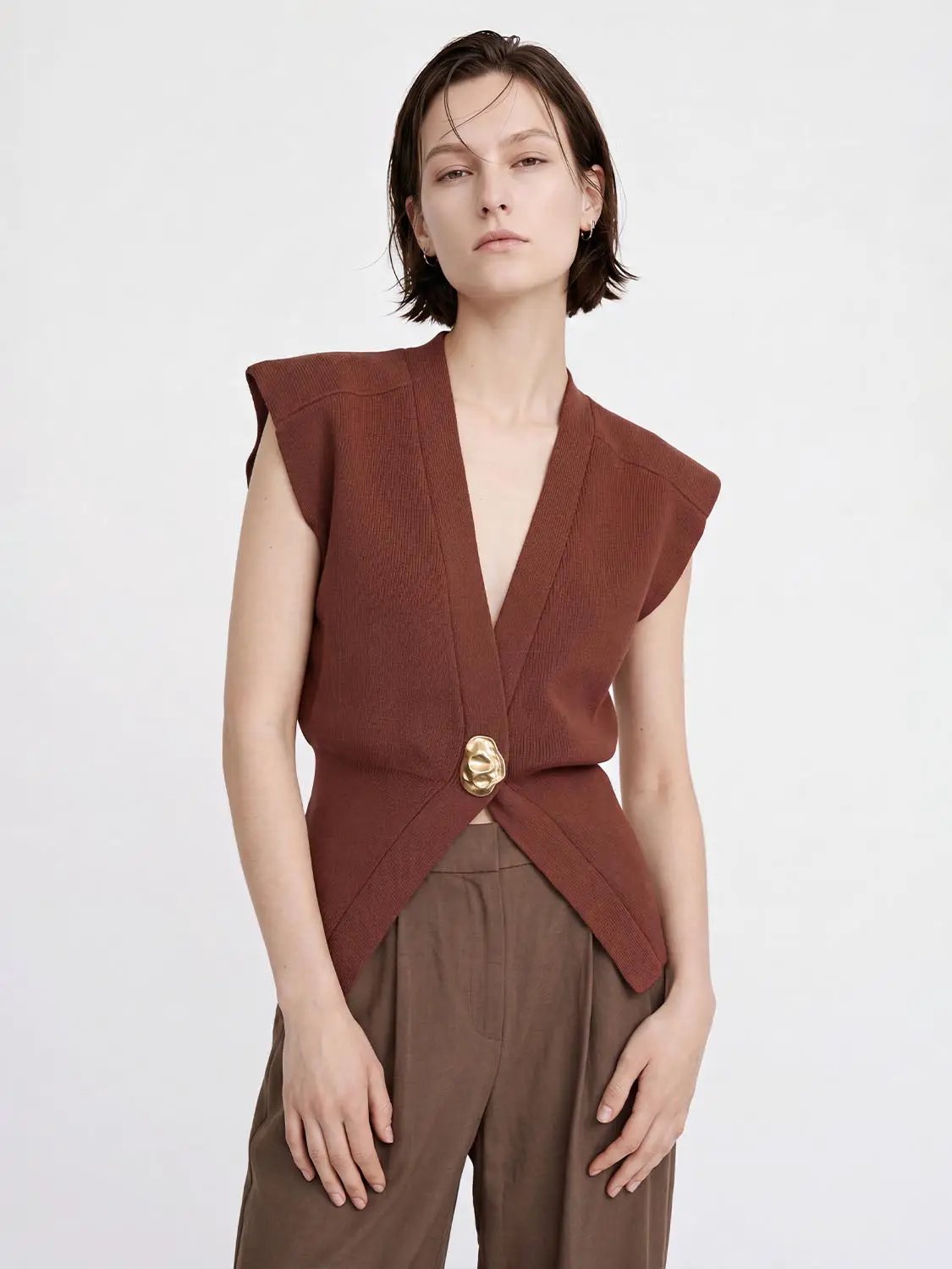 Sleeveless Knitted V-Neck Cardigans