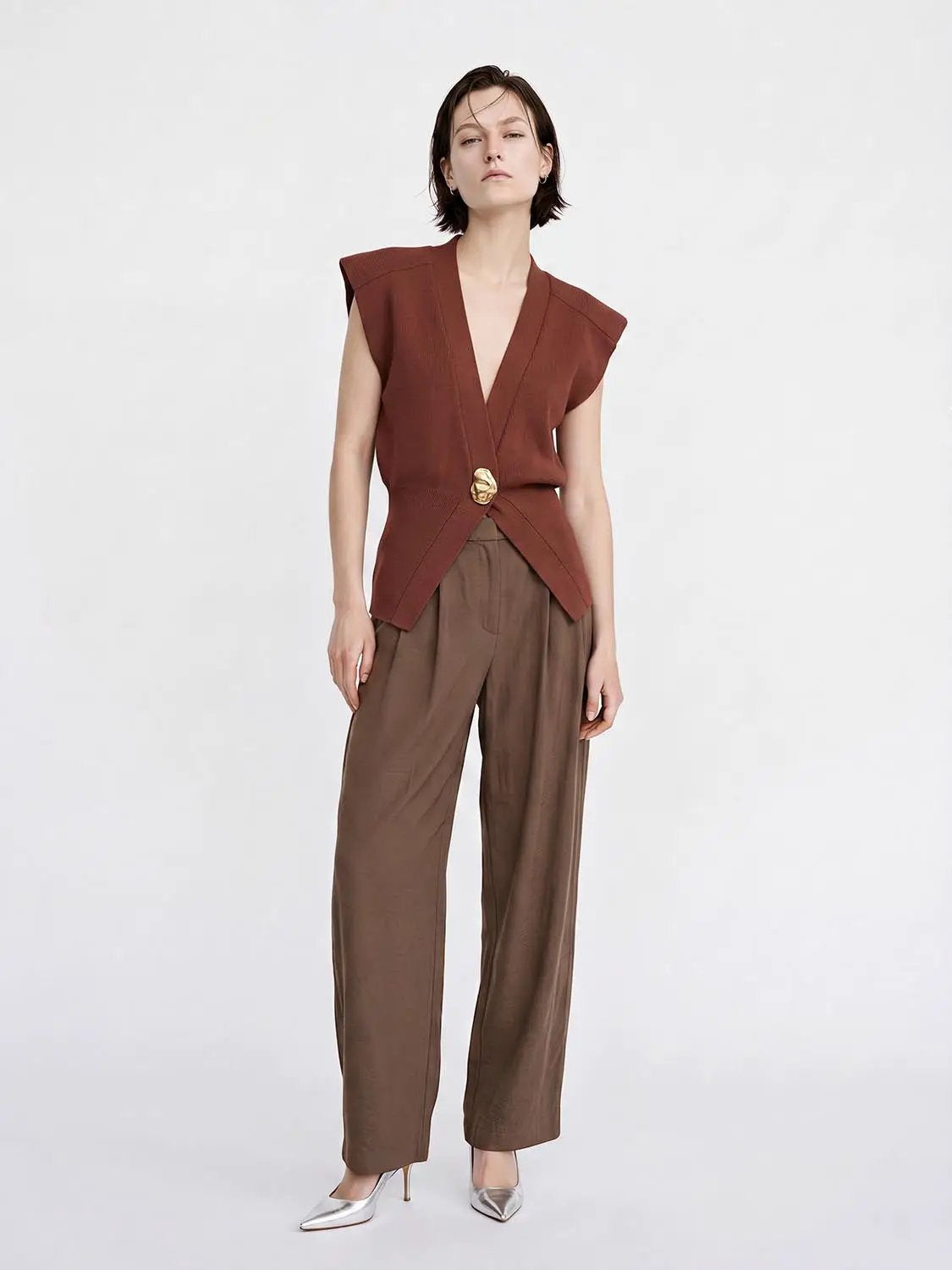 Sleeveless Knitted V-Neck Cardigans