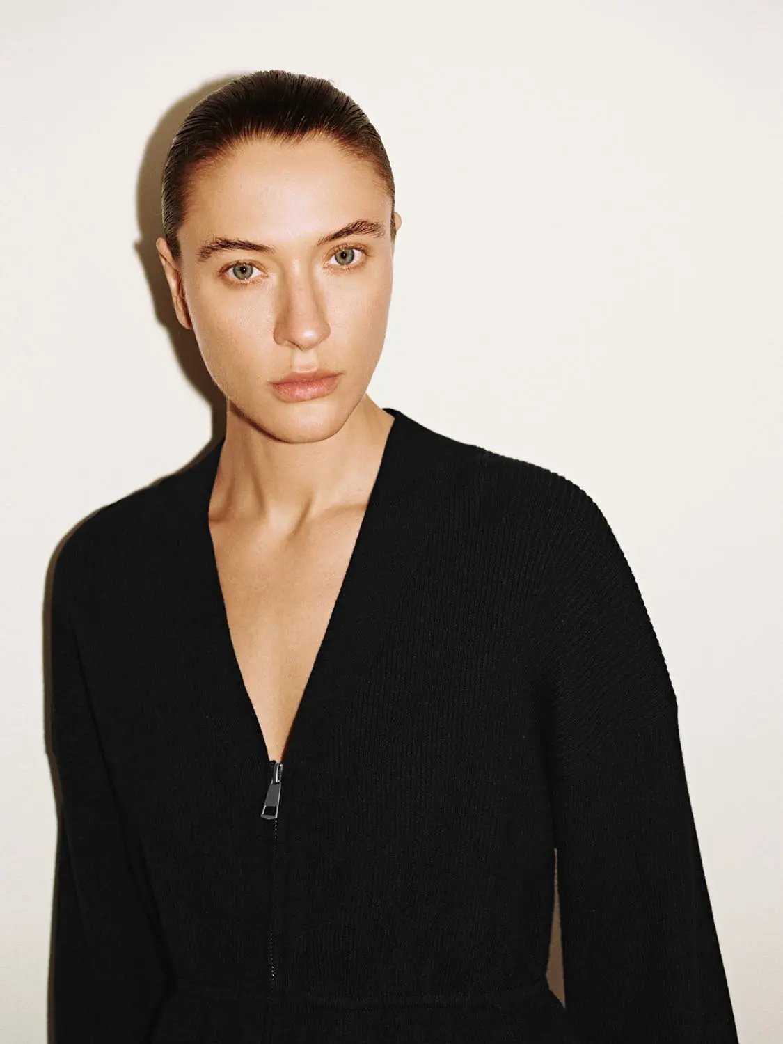 Zip Up Balloon Sleeve Knitted Cardigans
