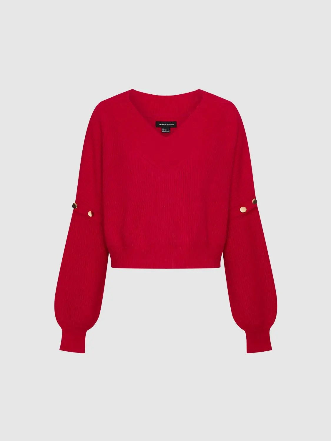 V-Neck Long Sleeve Knitted T-Shirts