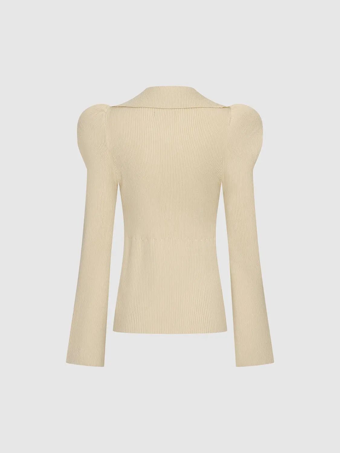 Puff Shoulder Tailored Knitted Cardigan