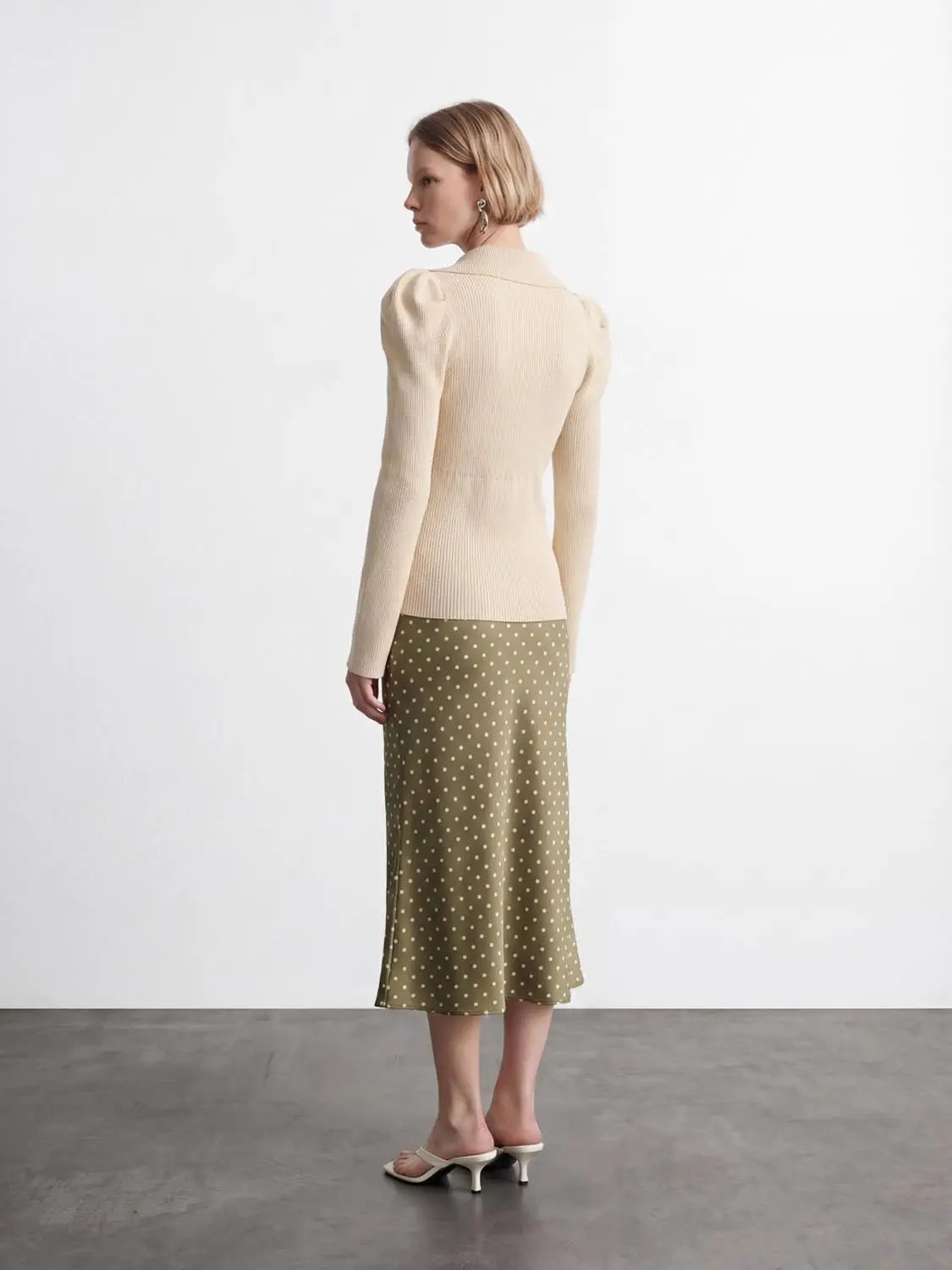 Puff Shoulder Tailored Knitted Cardigan