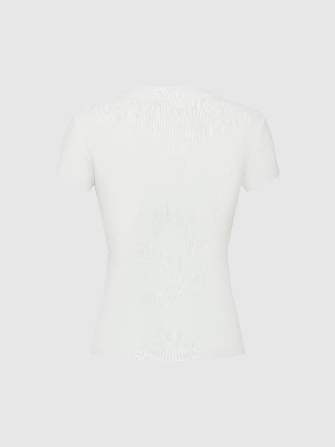 Ribbed Knit Front Zip Crew Neck Short Sleeve Jacket