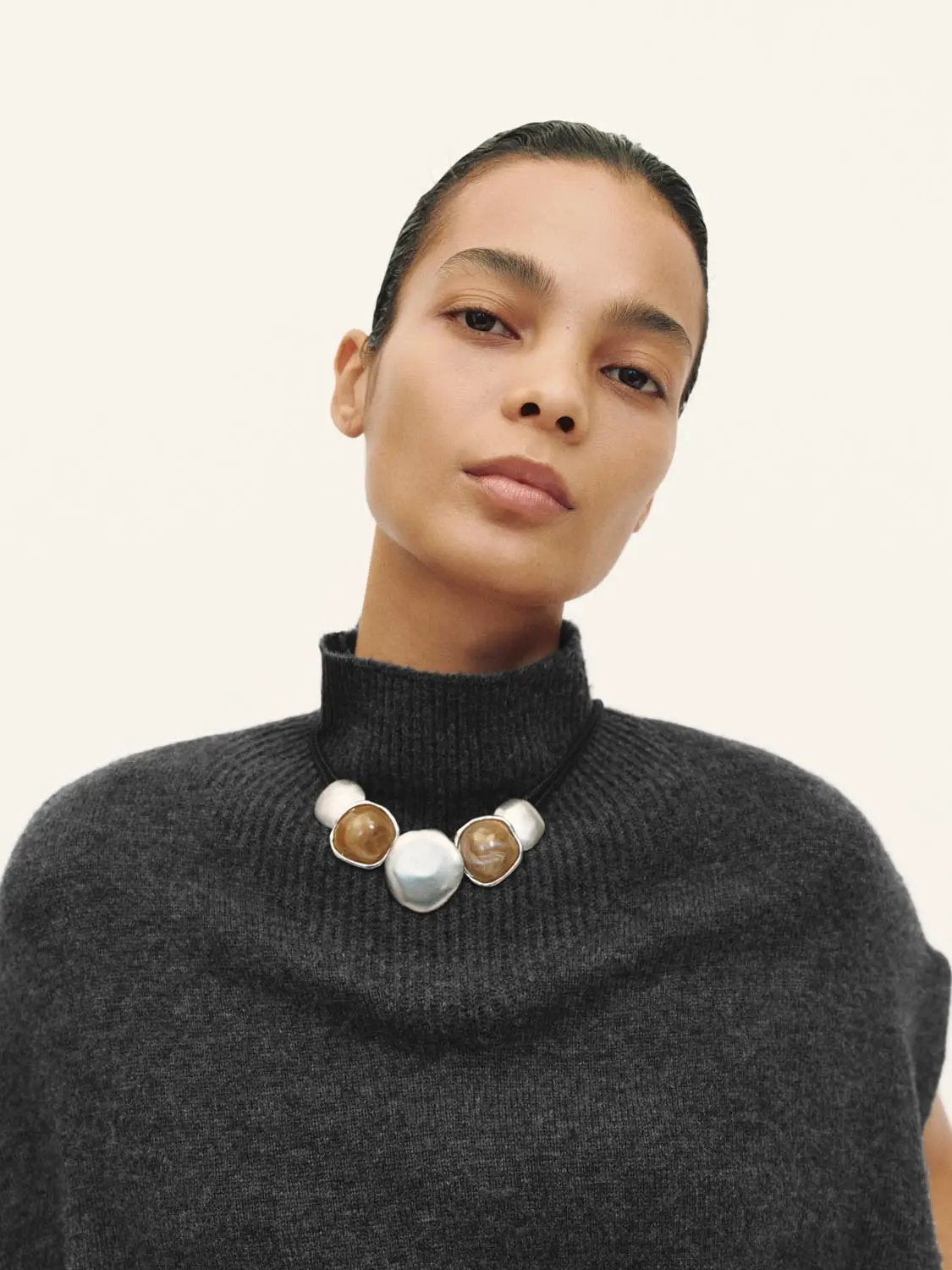 Knit Mock Neck Ribbed Hem Short Sleeve Sweater