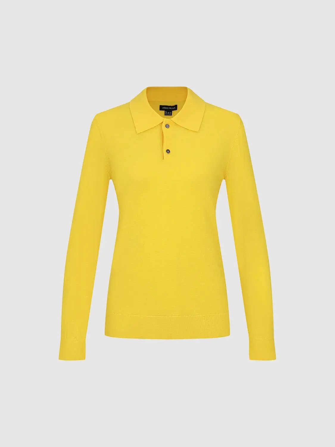 Polo Collar Long Sleeve Fitted Knit Sweater