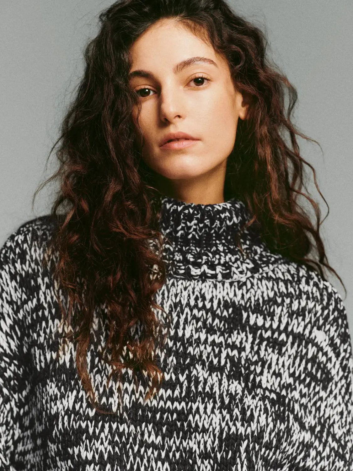 Textured Knit Mock Neck Long Sleeve Sweater