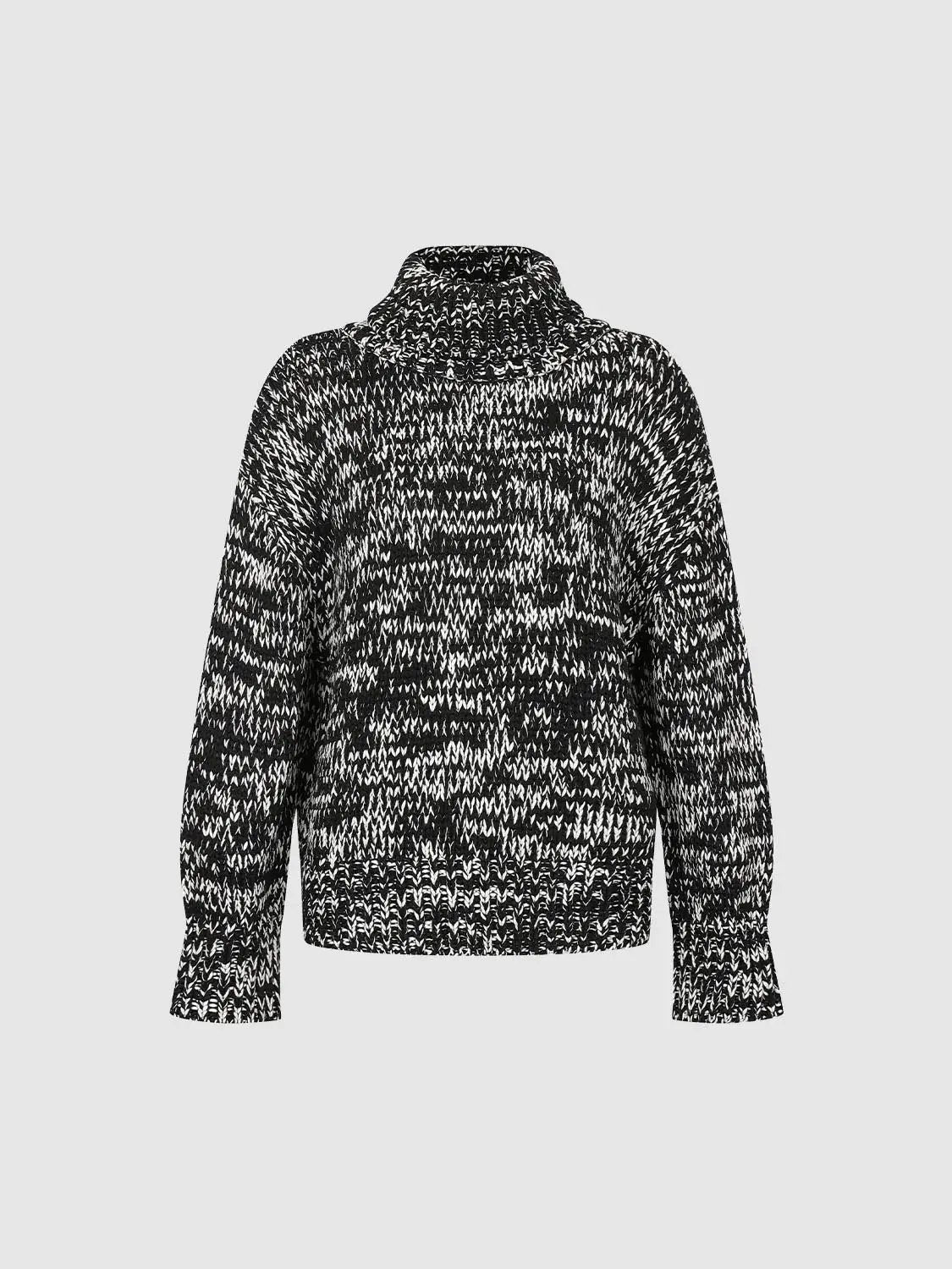 Textured Knit Mock Neck Long Sleeve Sweater