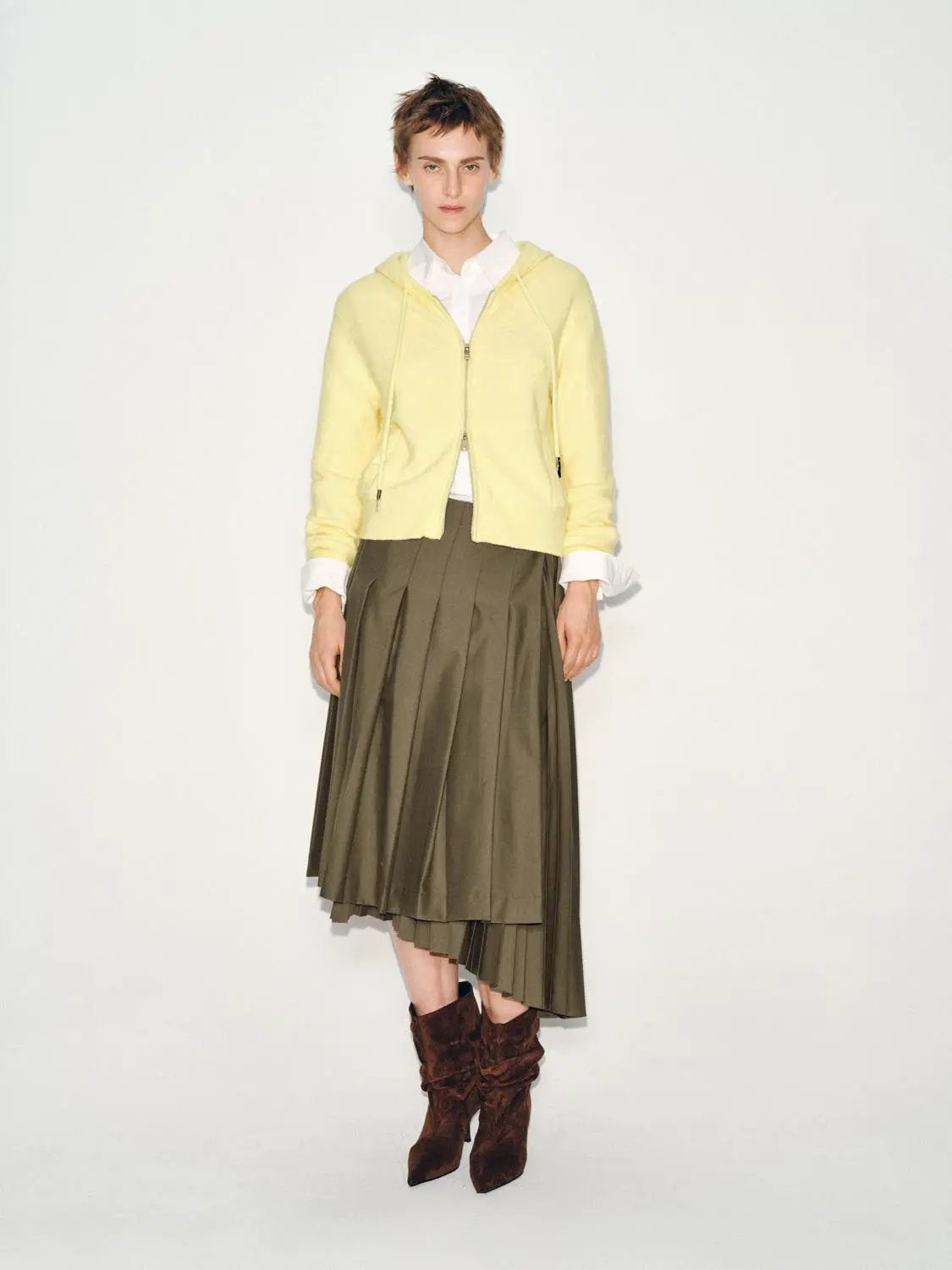 Textured Hooded Long Sleeve Zip Front Knit Jacket