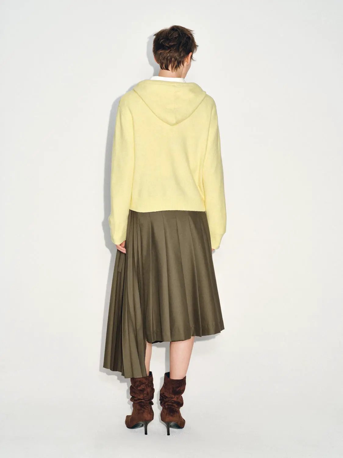 Textured Hooded Long Sleeve Zip Front Knit Jacket