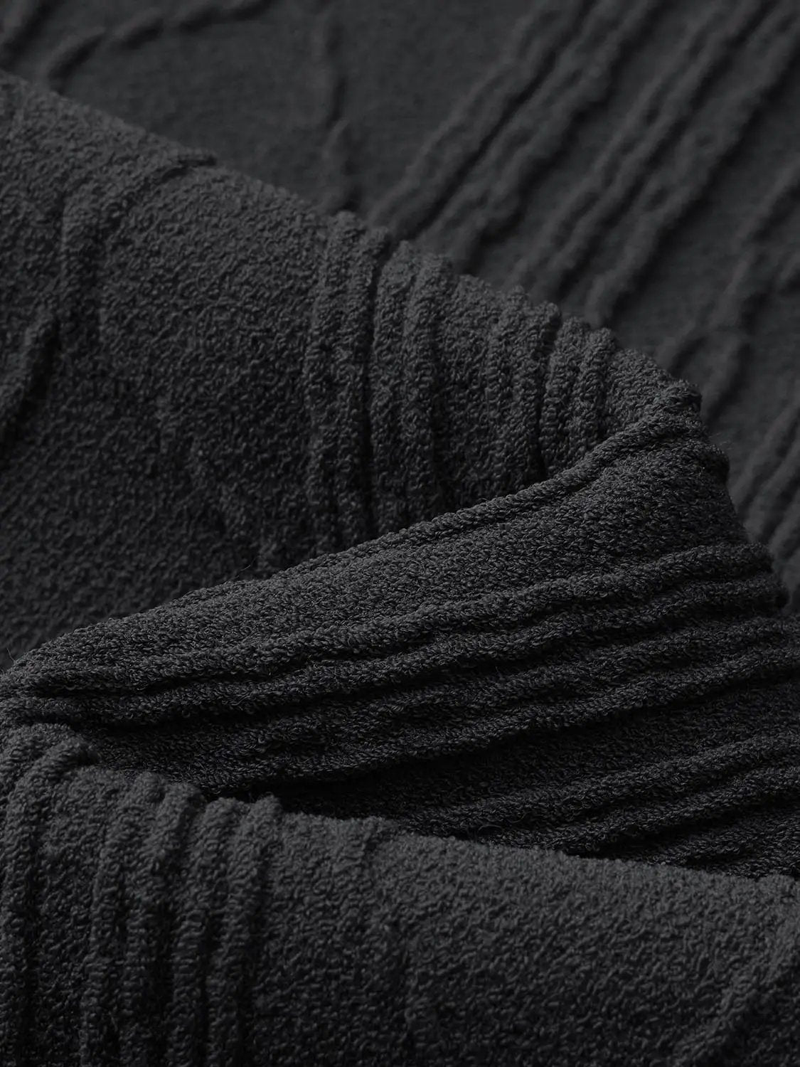 Textured Knit Fitted Crew Neck Long Sleeve T-Shirt