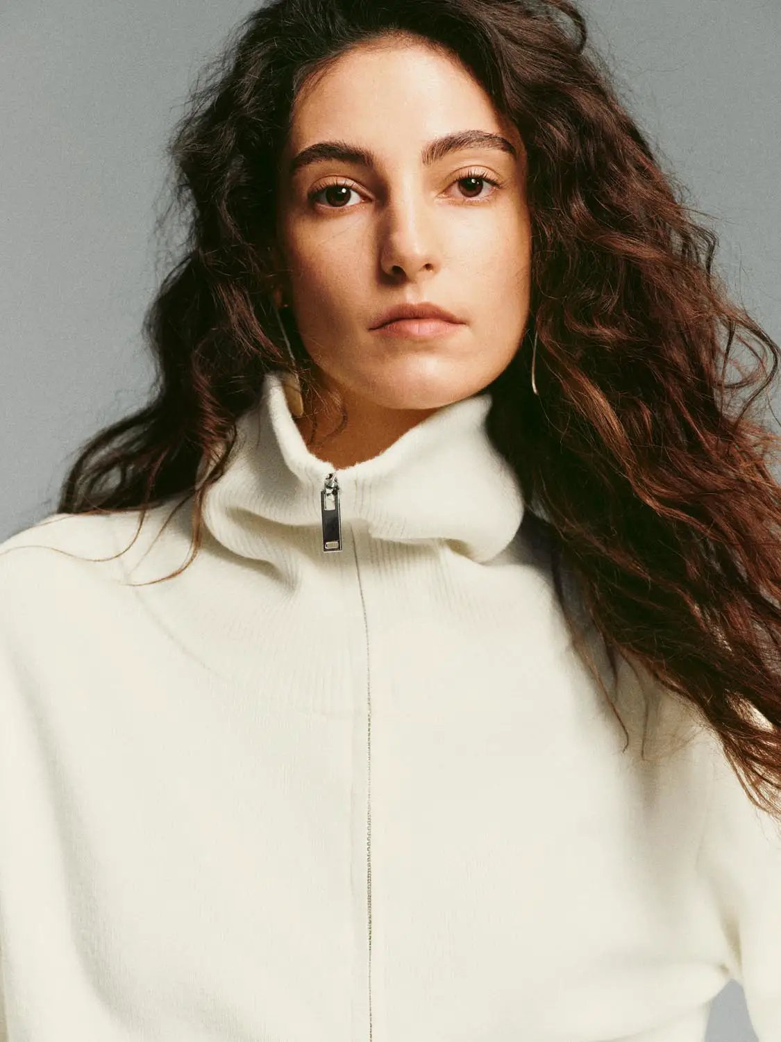Ribbed Zip Front Fitted Mock Neck Long Sleeve Jacket