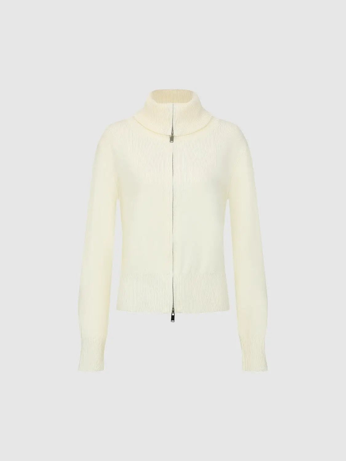 Ribbed Zip Front Fitted Mock Neck Long Sleeve Jacket