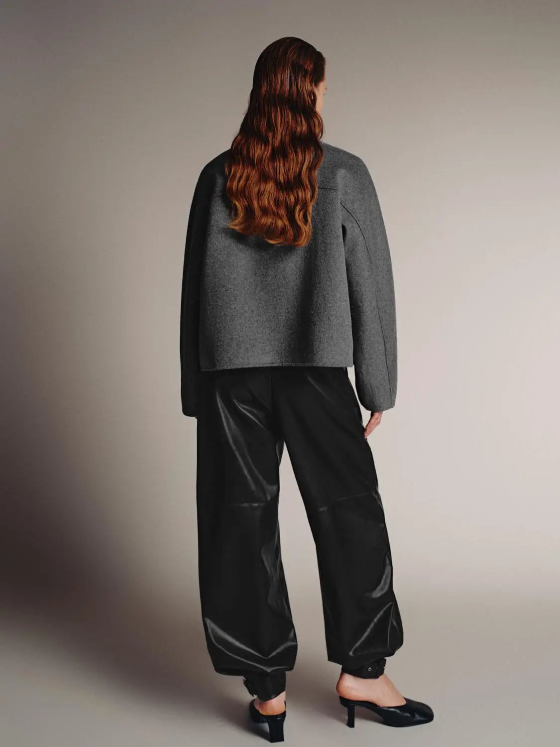 Asymmetric Button Cropped Stand Collar Drop Shoulder Jacket