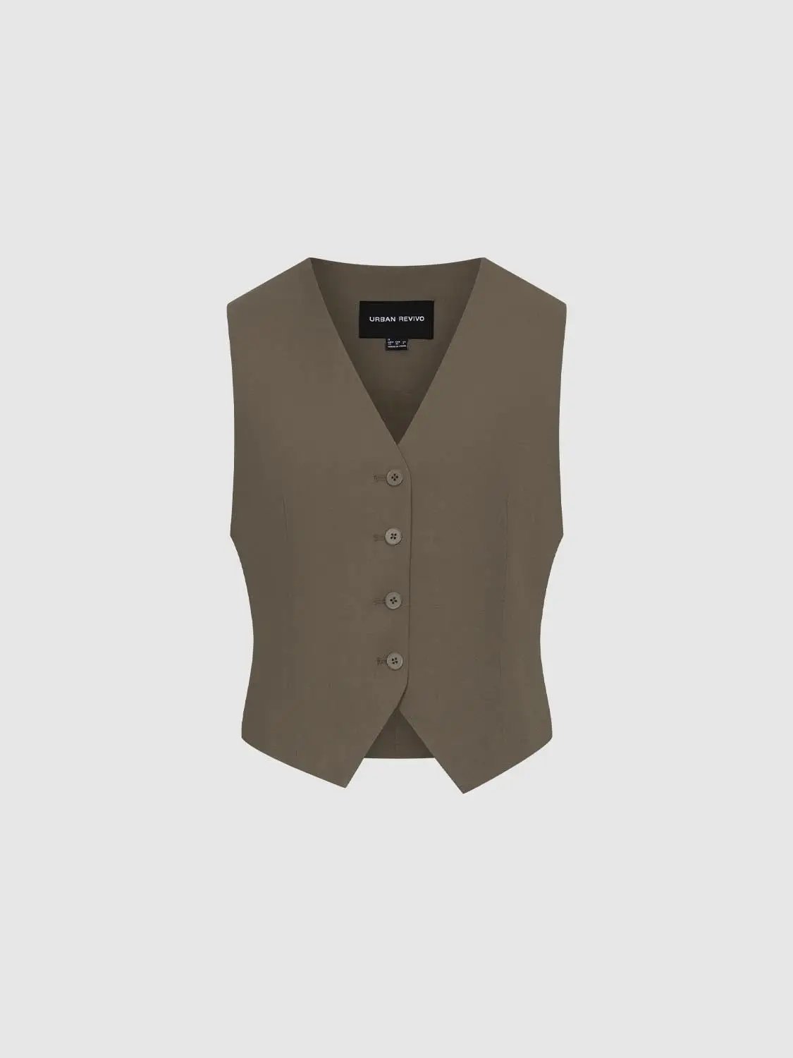 Sleeveless V-Neck Button Front Tailored Waistcoat Vest