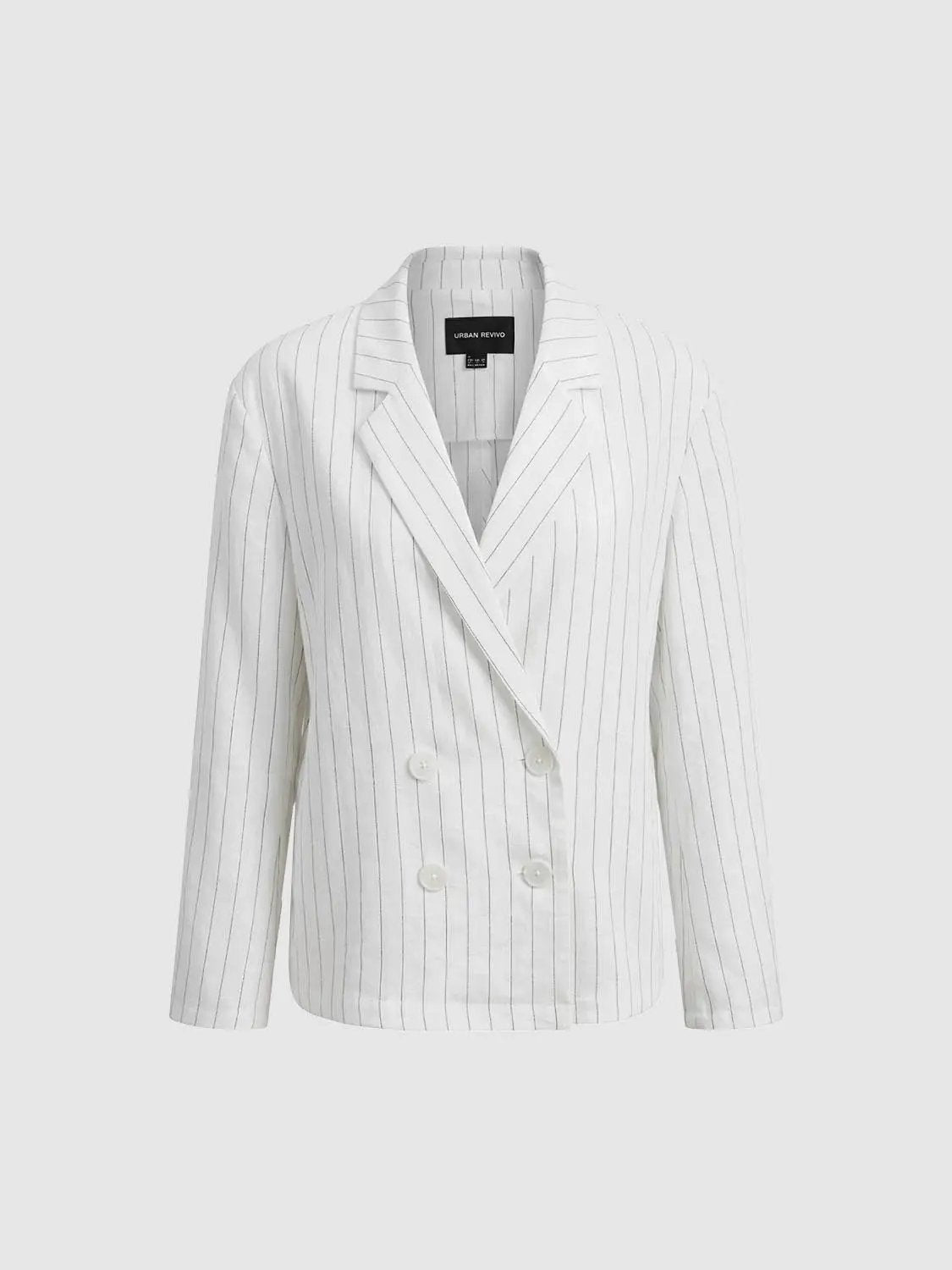 Striped Double-Breasted Loose-Fit Vertical Stripe Pattern With Clean Lines Blazer