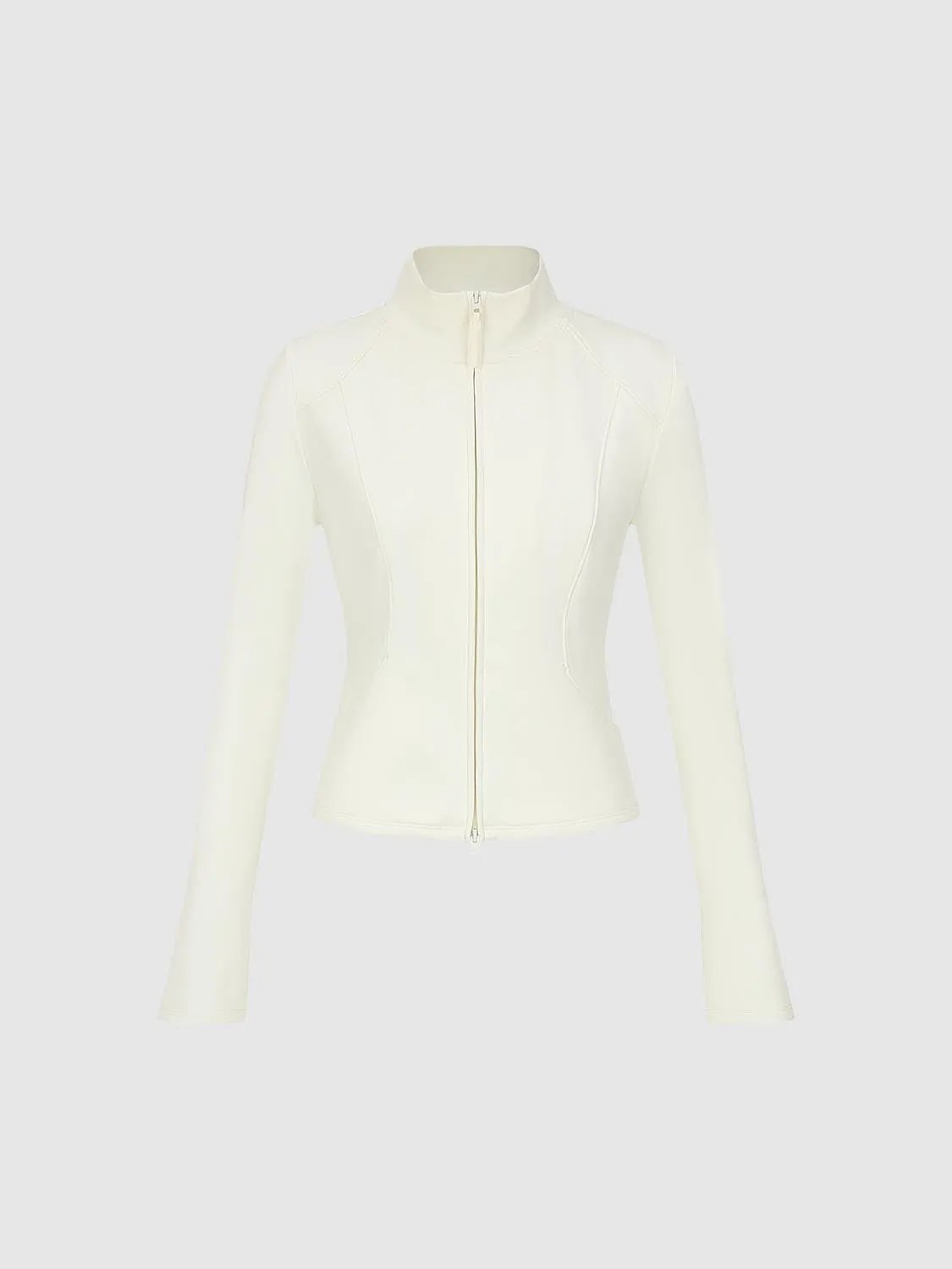 Mock Neck Zip Front Blouse