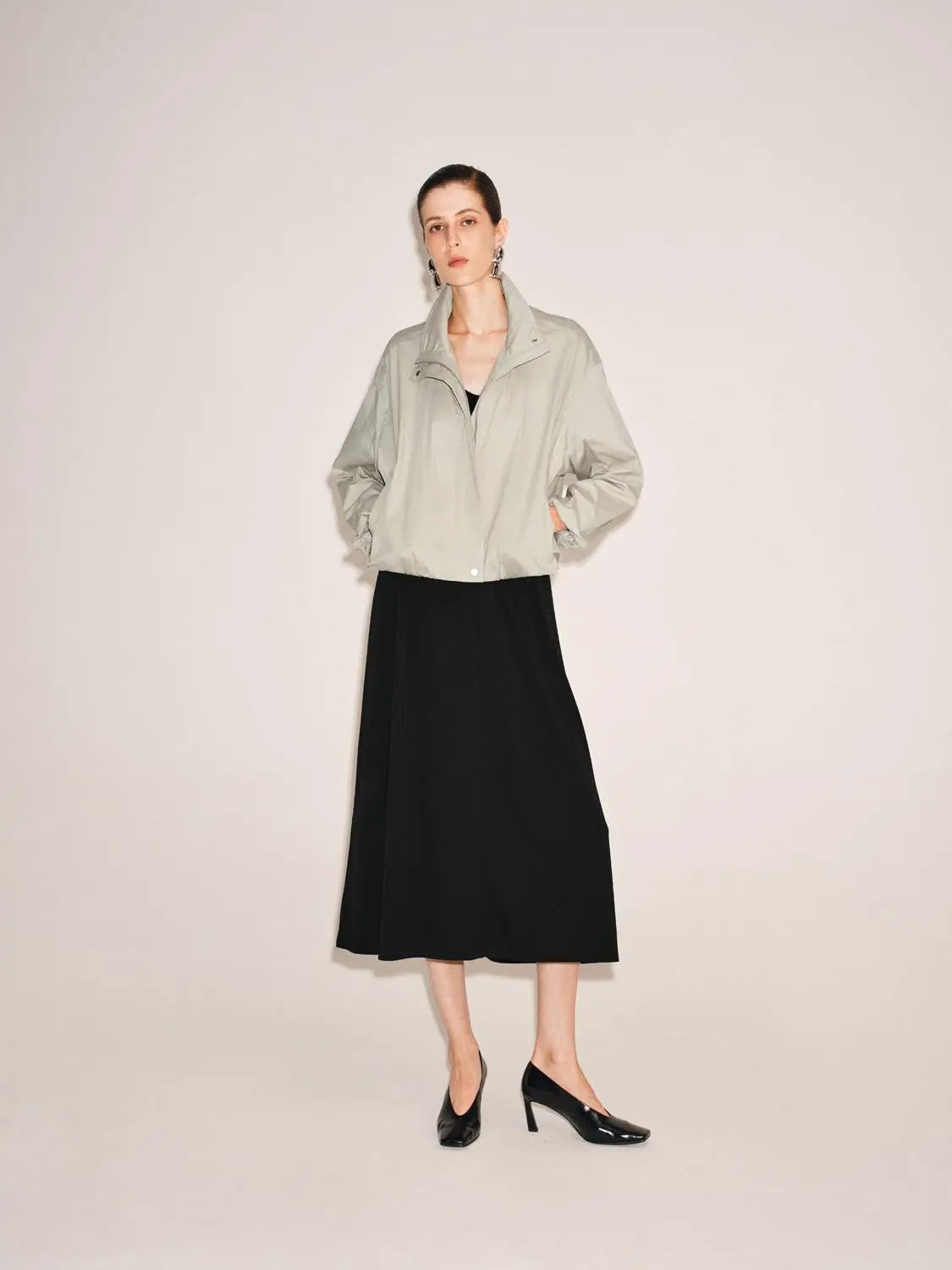 Pleated Long Sleeve Cotton Jacket