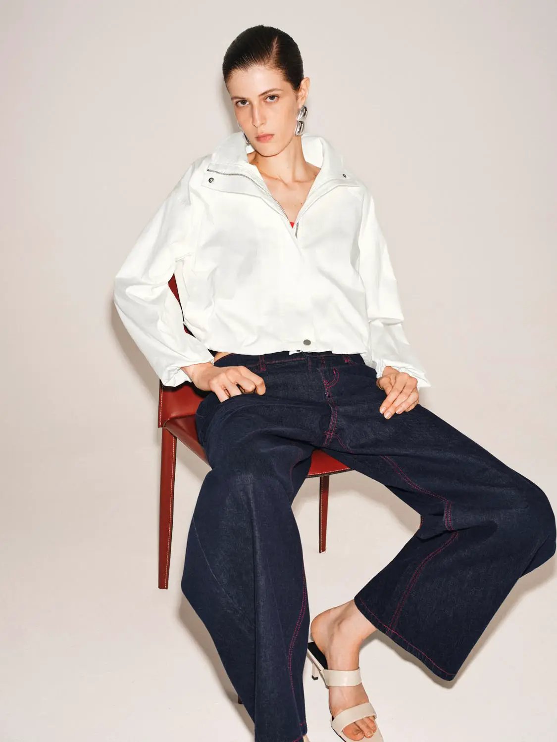 Pleated Long Sleeve Cotton Jacket