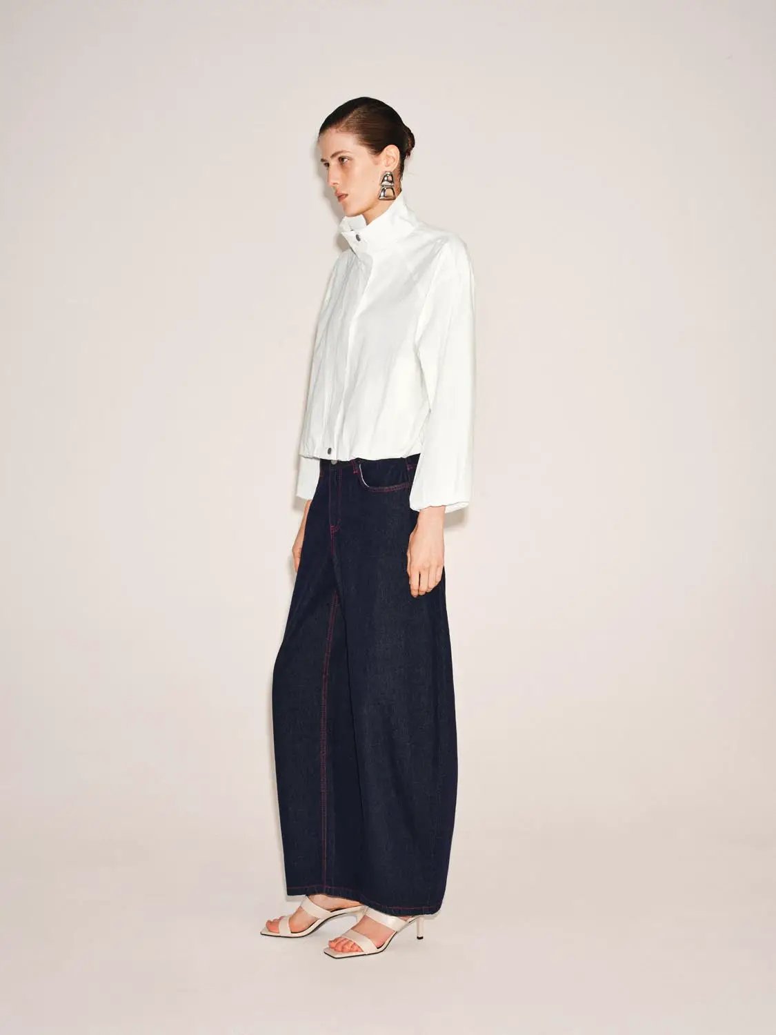 Pleated Long Sleeve Cotton Jacket