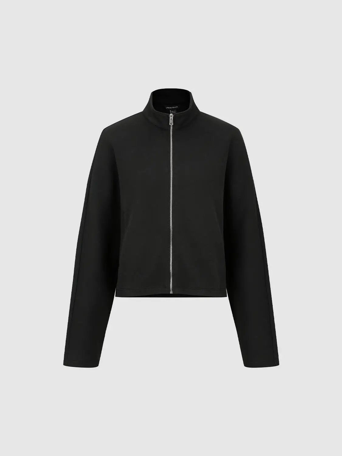 Long Sleeve Cropped Mock Neck Cotton Blend Jacket