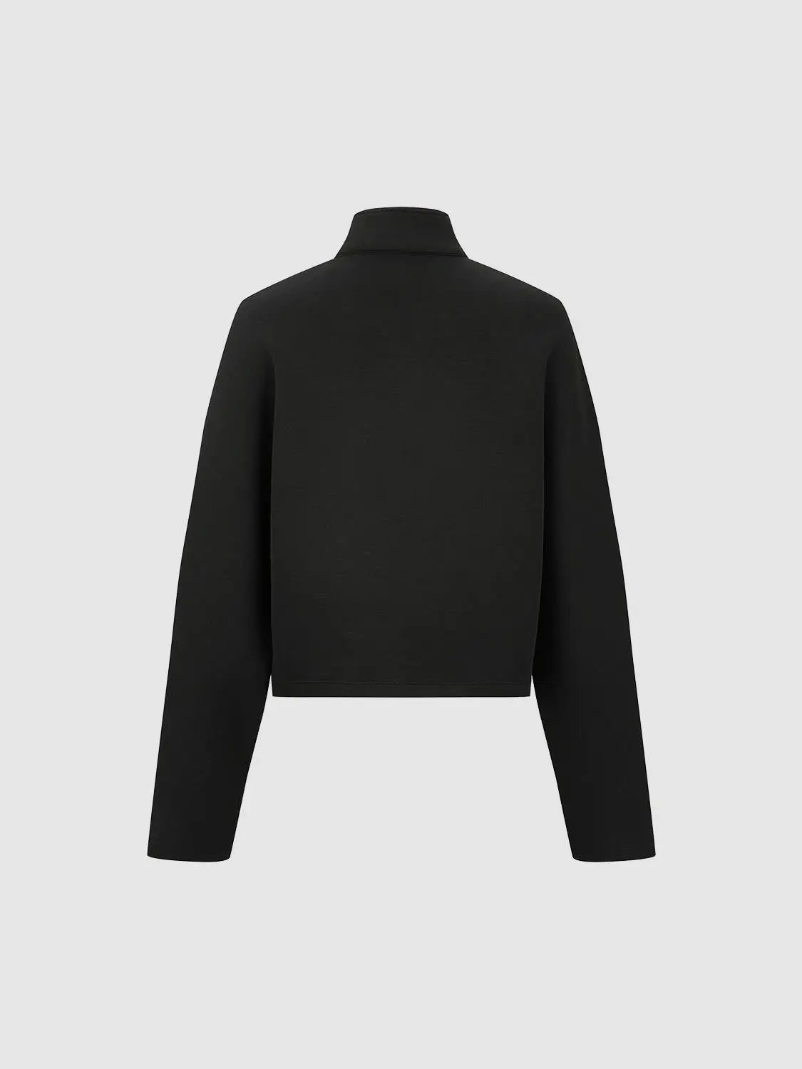 Long Sleeve Cropped Mock Neck Cotton Blend Jacket