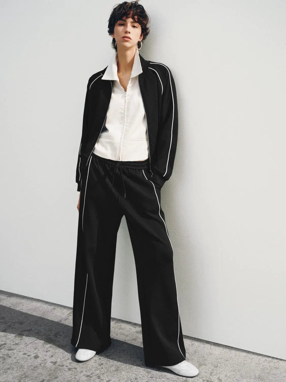 Zip Front Jacket With Contrast Piping