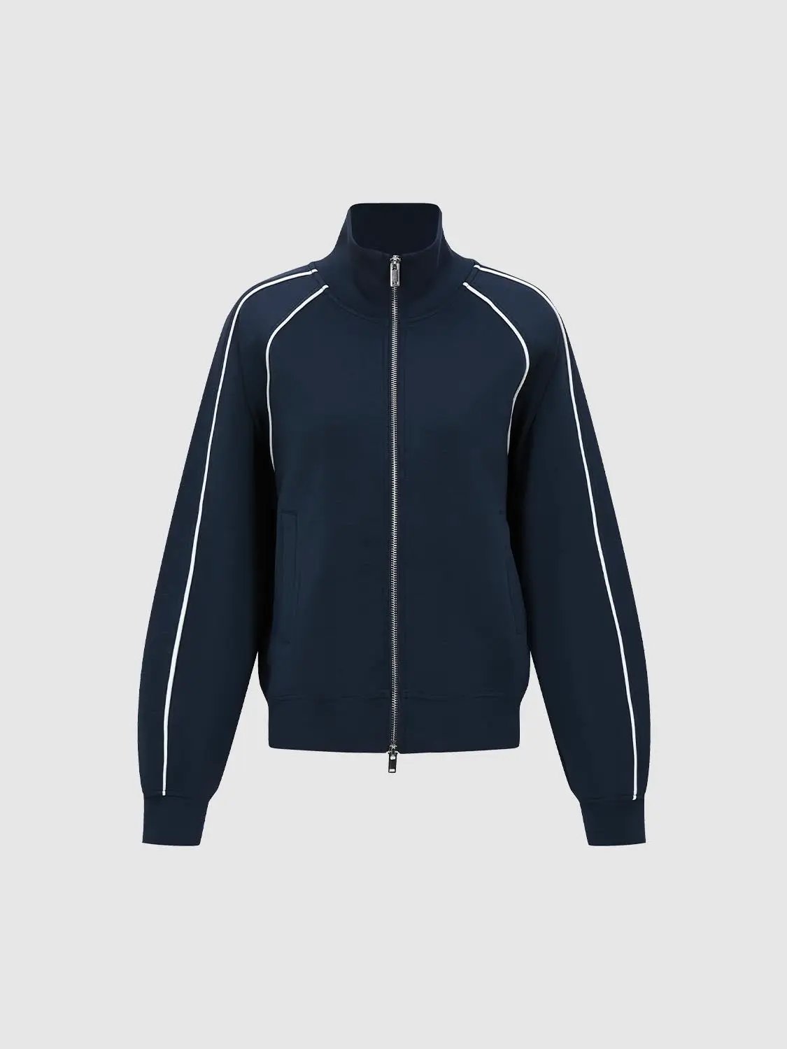 Zip Front Jacket With Contrast Piping