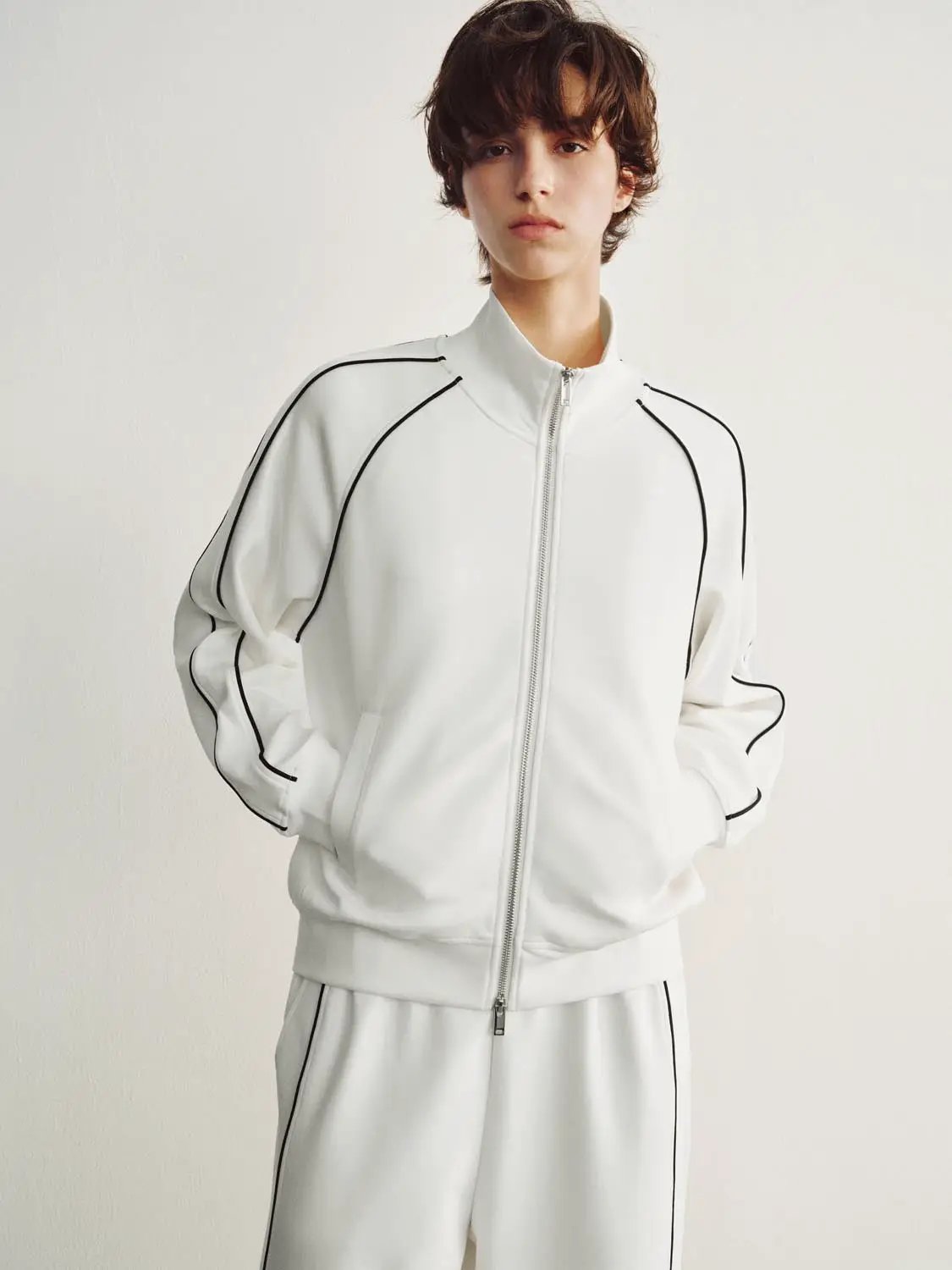 Zip Front Jacket With Contrast Piping