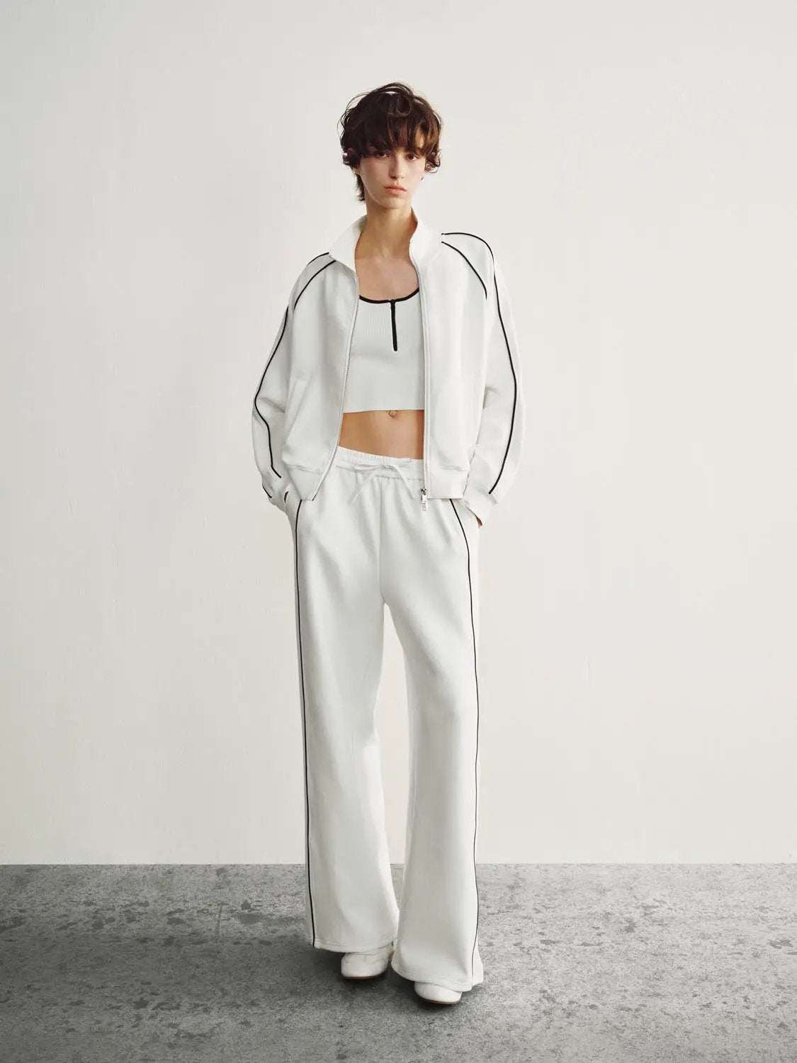 Zip Front Jacket With Contrast Piping