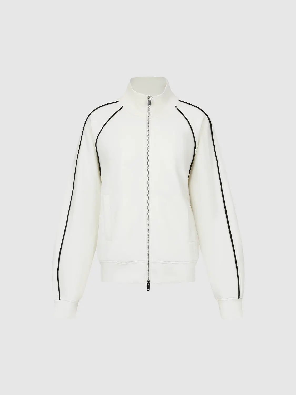 Zip Front Jacket With Contrast Piping