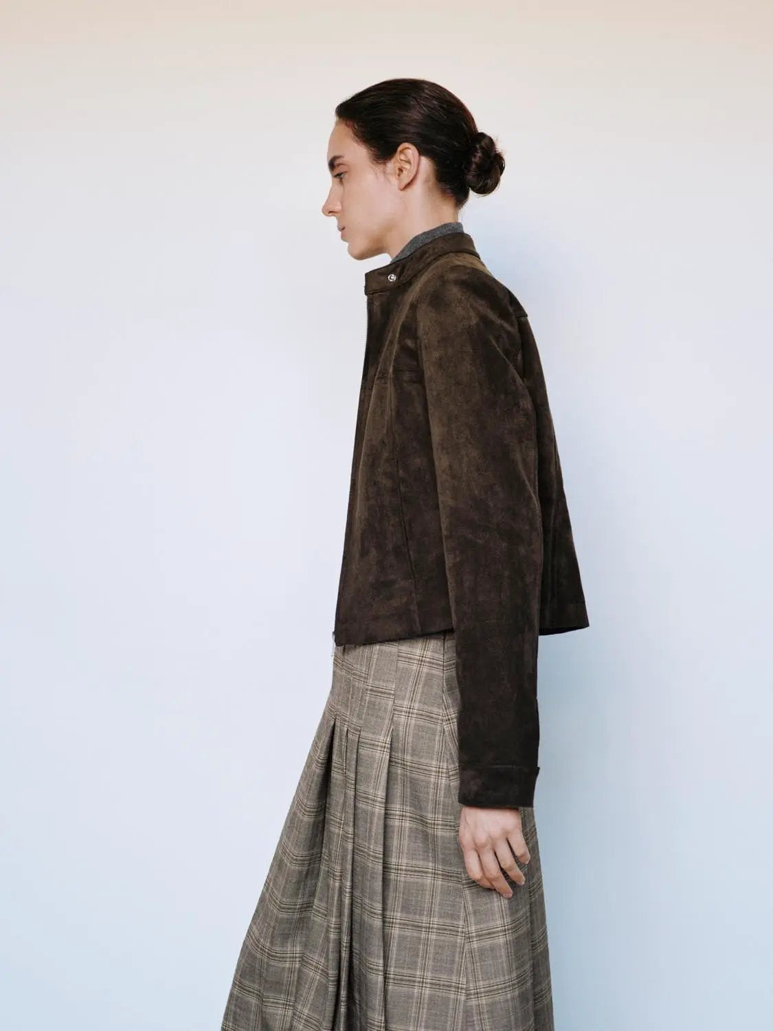 Textured Mock Neck Cropped Long Sleeve Jacket