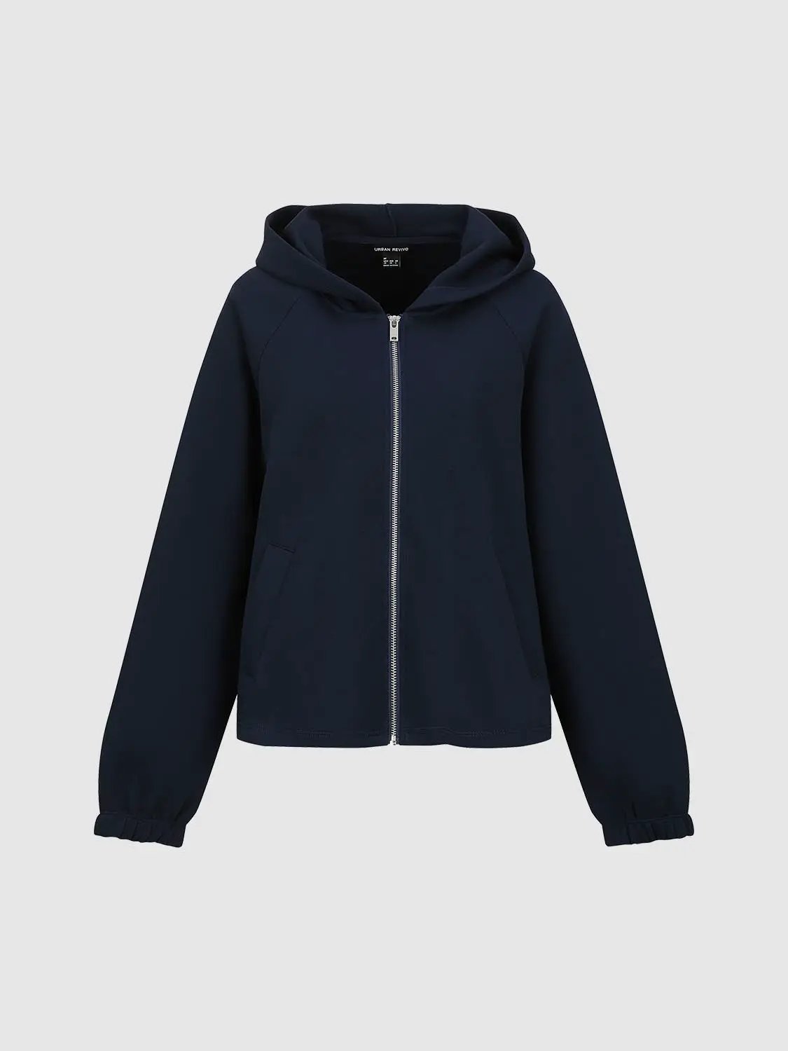 Zip Hooded Long Sleeve Heather Grey Cotton Blend Jacket
