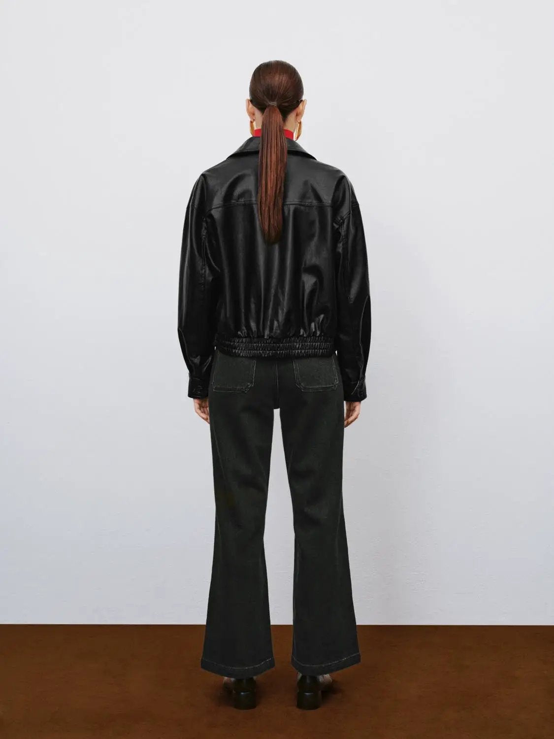 Geometric Panelled High Stand Collar Long Sleeve Jacket