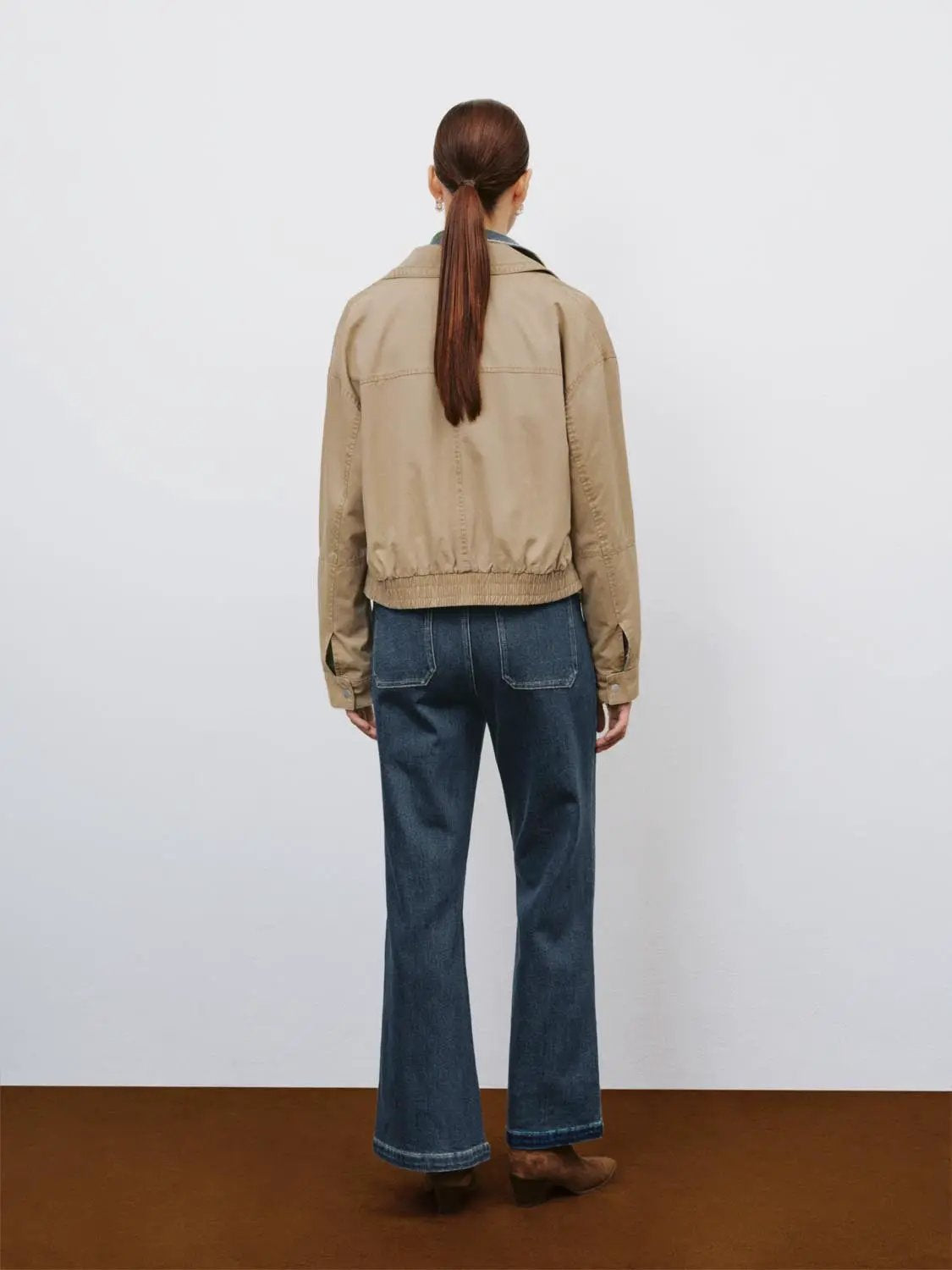 Asymmetric Elasticated Hem Long Sleeve Cotton Jacket