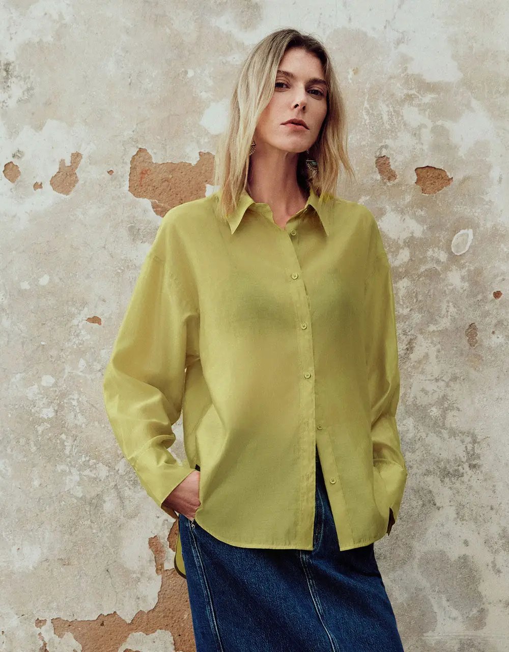Button Up Shirt Collar Straight Long Sleeve Shirt