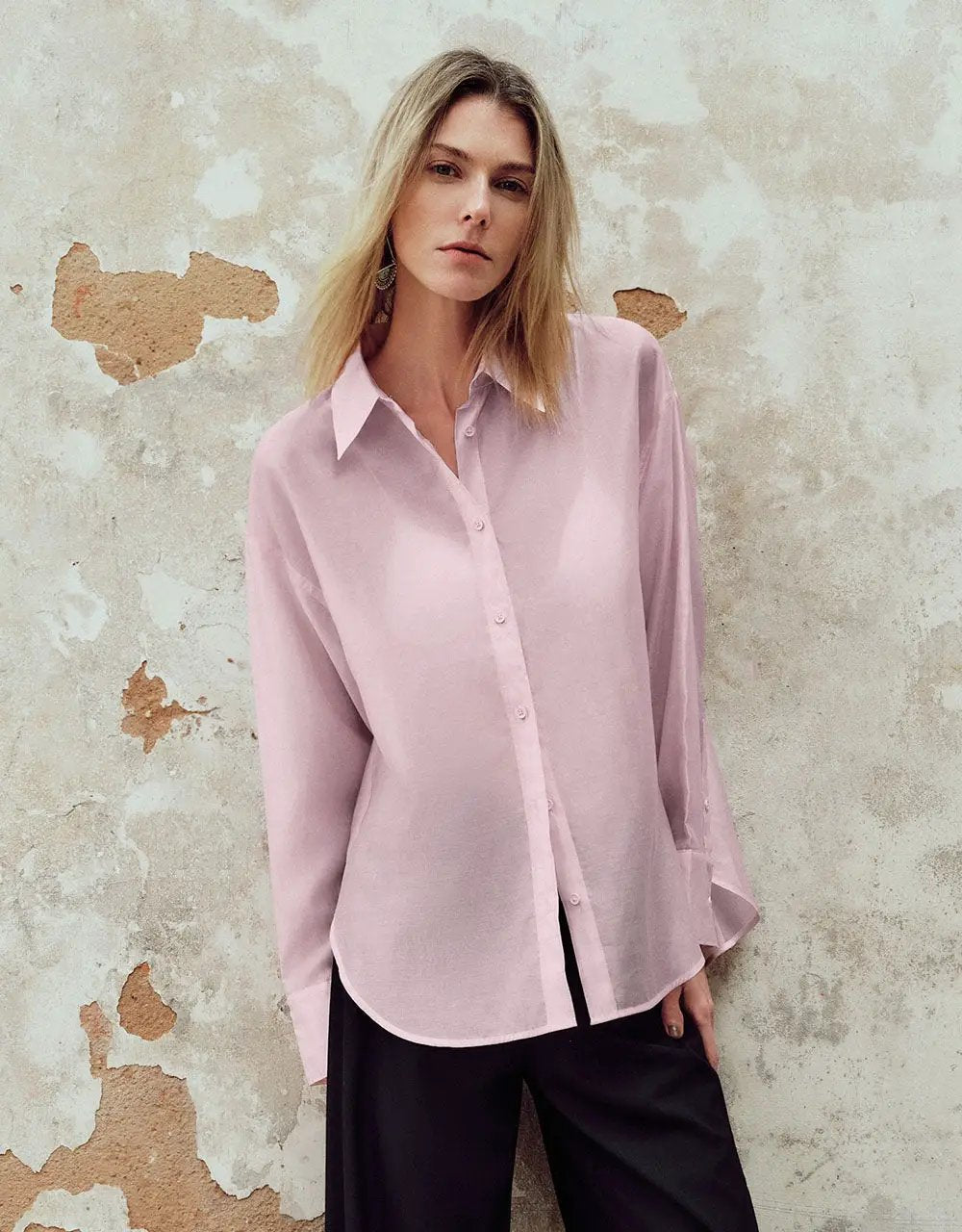 Button Up Shirt Collar Straight Long Sleeve Shirt