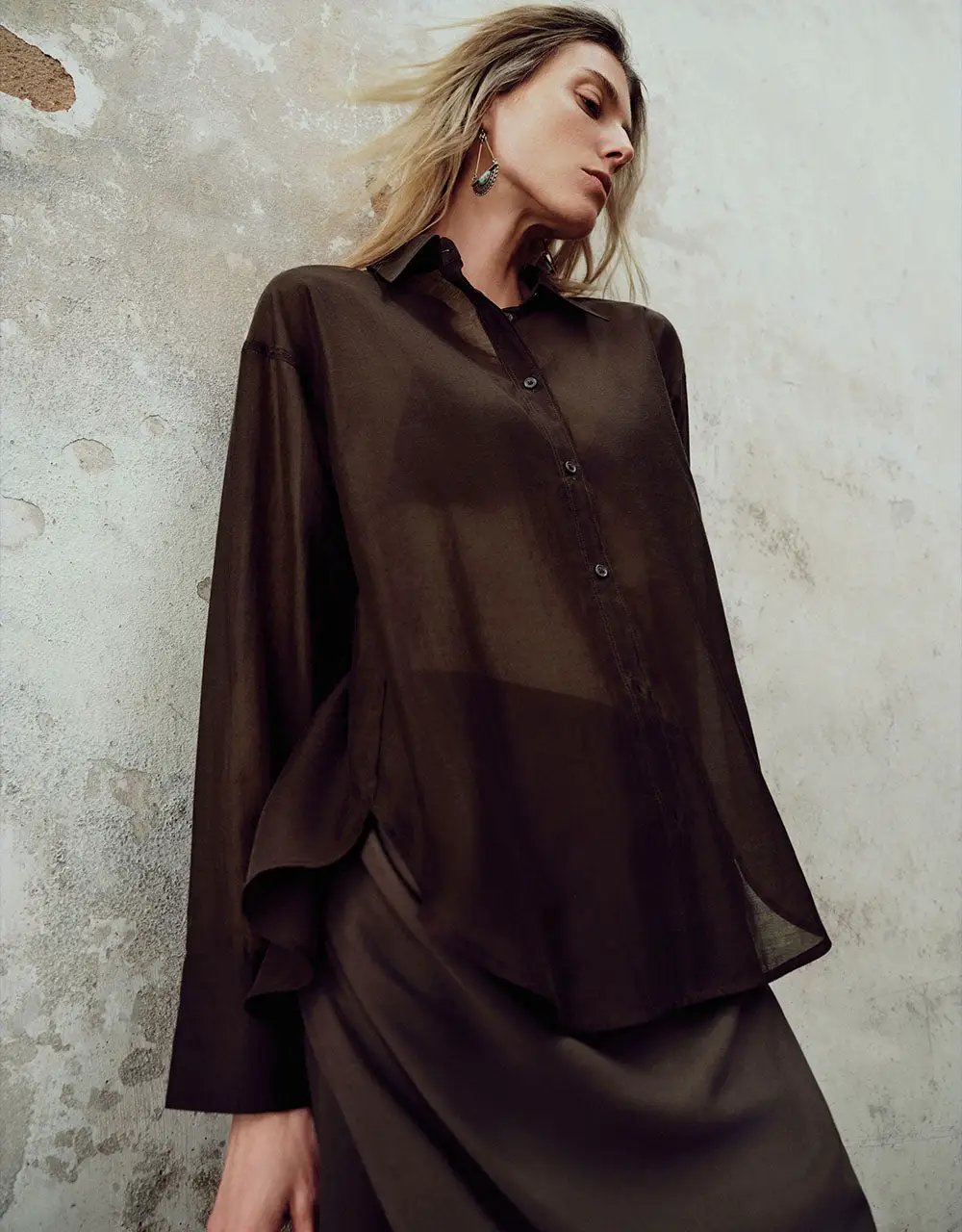 Button Up Shirt Collar Straight Long Sleeve Shirt