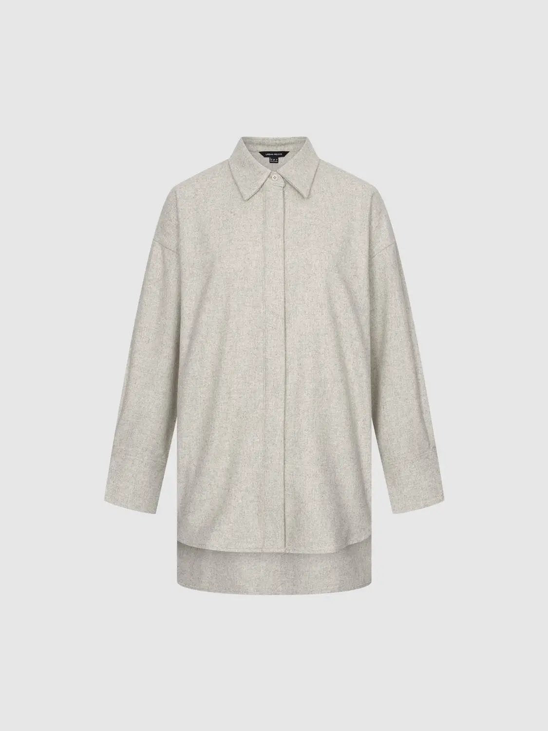 Point Collar Drop Shoulder Wool Blend Shirt
