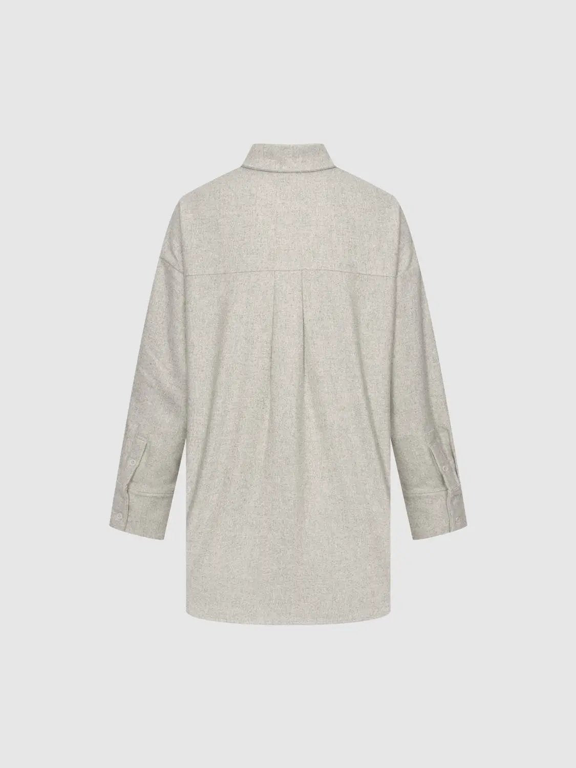 Point Collar Drop Shoulder Wool Blend Shirt