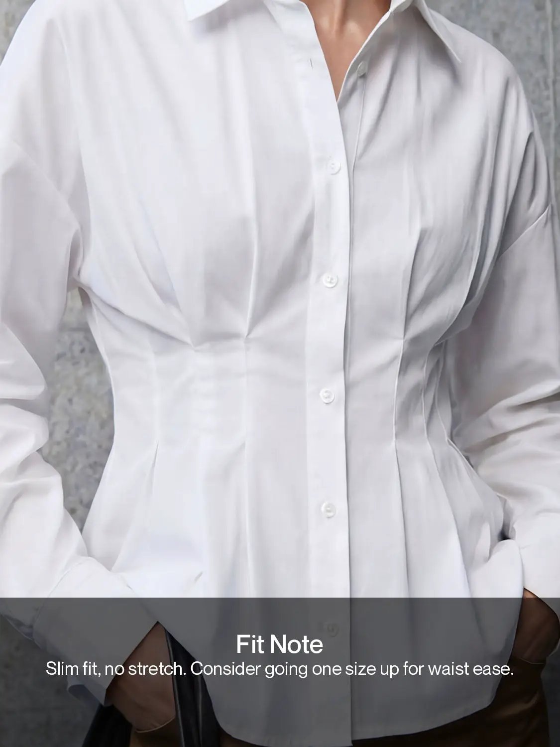 Pleated Nipped Waist Long Sleeve Cotton Shirt
