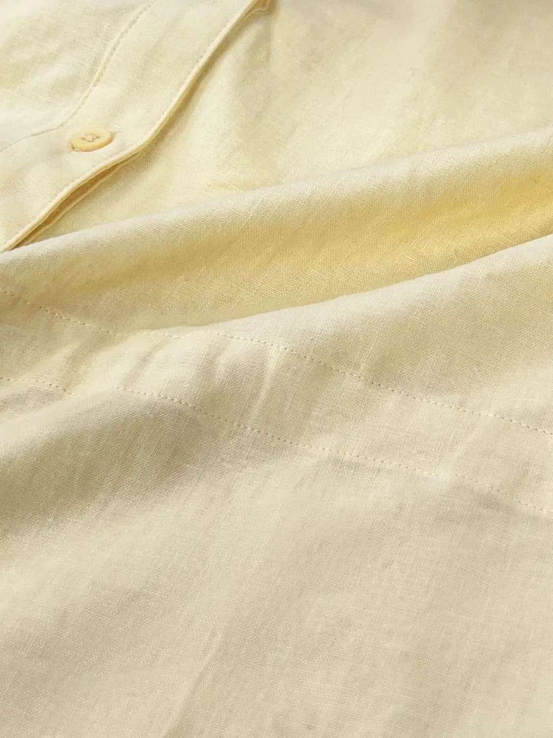 Collared V Neck Drawstring Waist Linen Loose Shirt